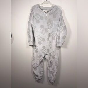 Disney Toddler Kids Gray Mickey Mouse Fleece One-Piece Footie Pajamas Size 4T